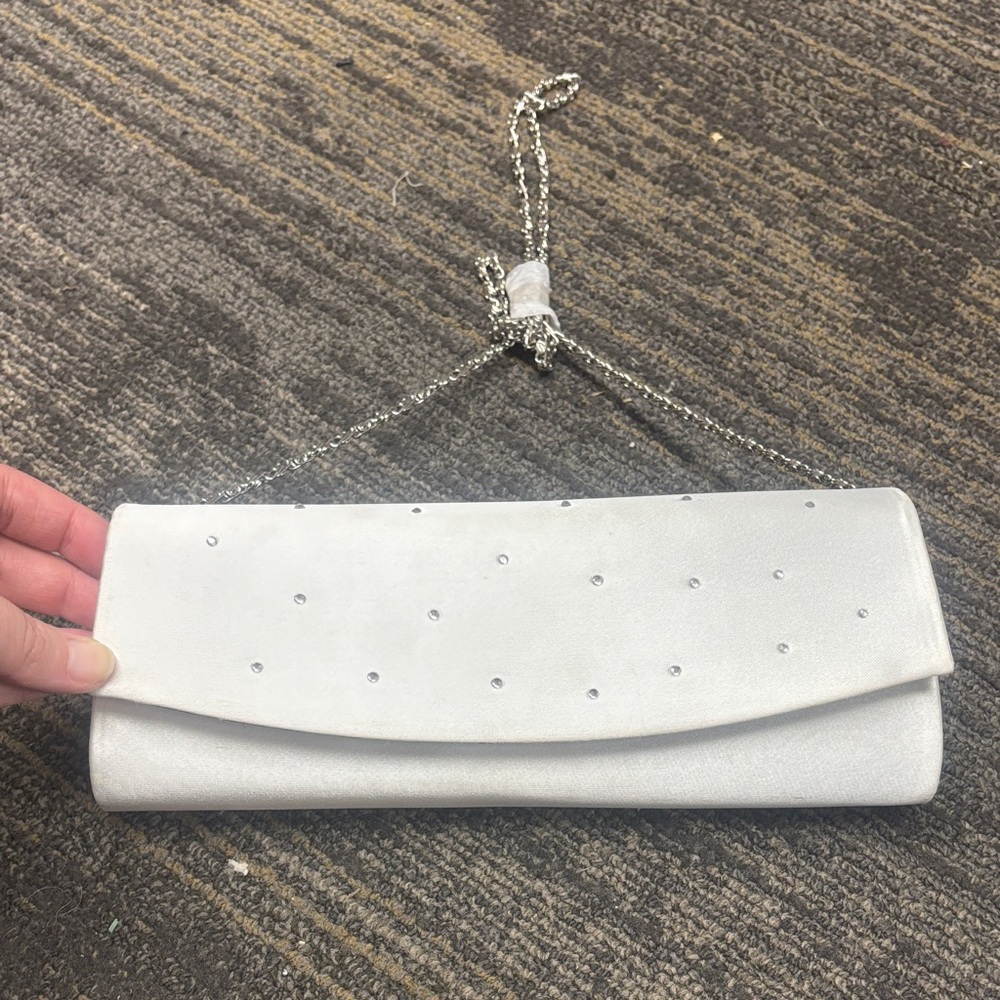 Touch Ups White Clutch with Silver Accents
